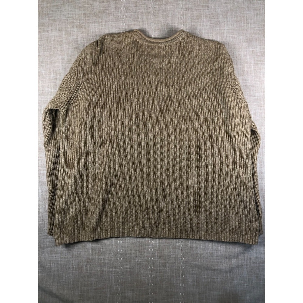 LL Bean Roll Neck Sweater Mens 2XLT Henley Beige Long Sleeve